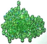 100 6mm Transparent Light Green AB Round Glass Beads